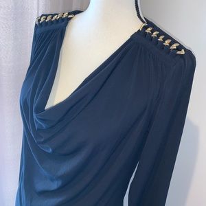 Michael Kors sexy black top gold chain detail women’s shirt size medium M